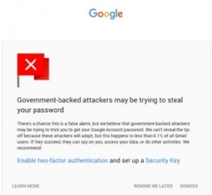 Gmail will now warn a user if one is targeted by the government